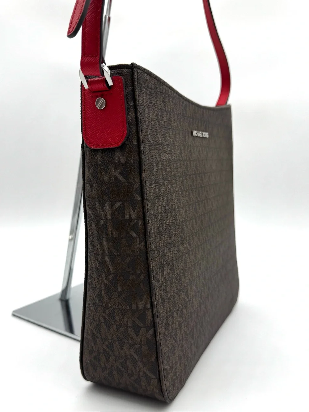 Michael Kors Large Messenger Crossbody Bag Brown/Bright Red